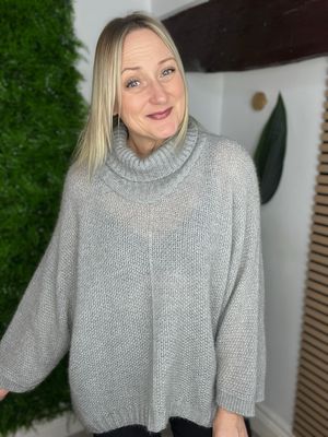 Eyelash Loose Hemline Jumper - Grey Eyelash Loose Hemline Jumper - Grey