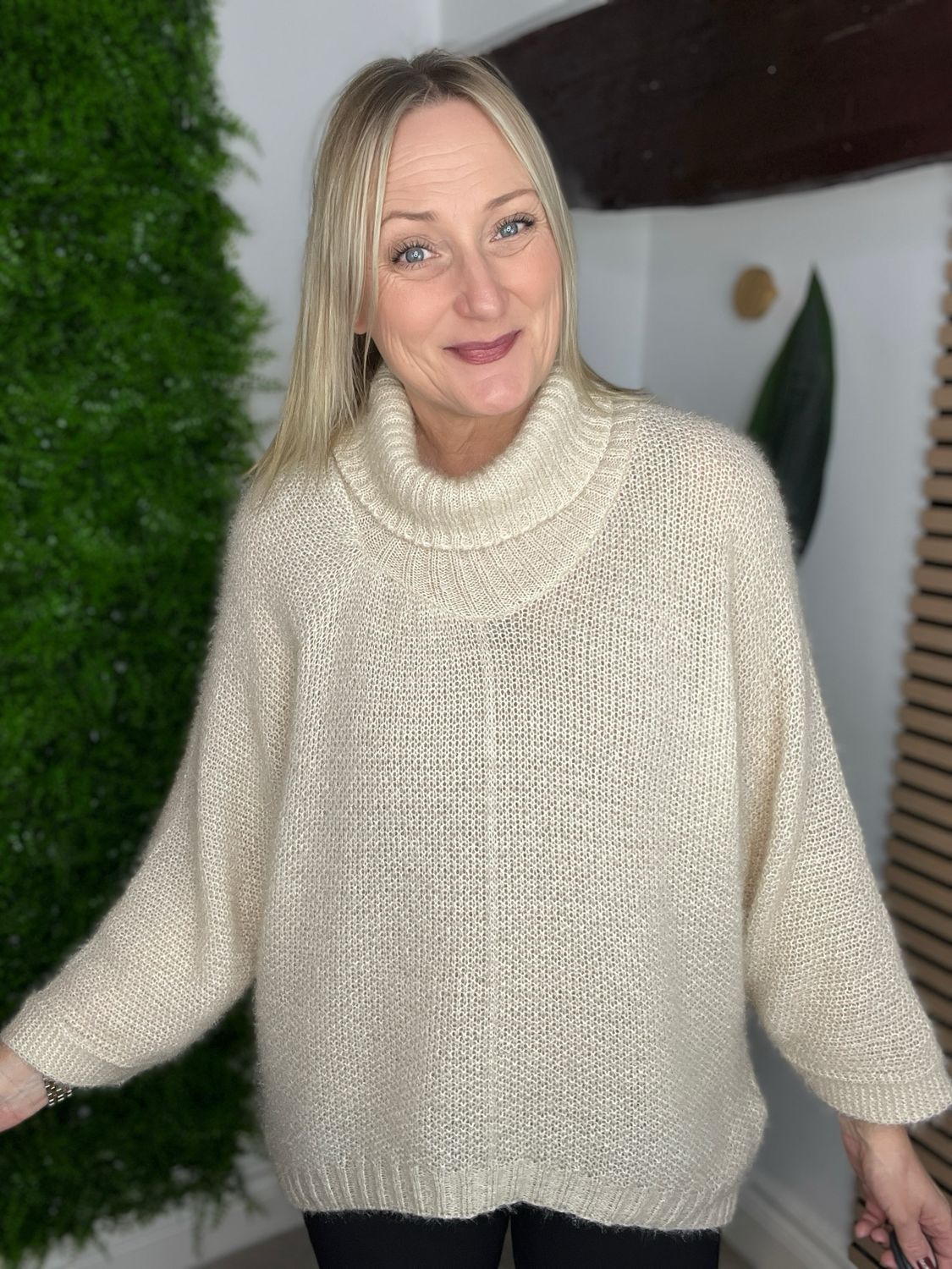 Eyelash Loose Hemline Jumper - Ecru