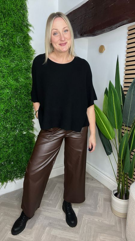 PU Straight Leg Front Pocket Trouser - Chocolate ( SALE NONE RETURNABLE )