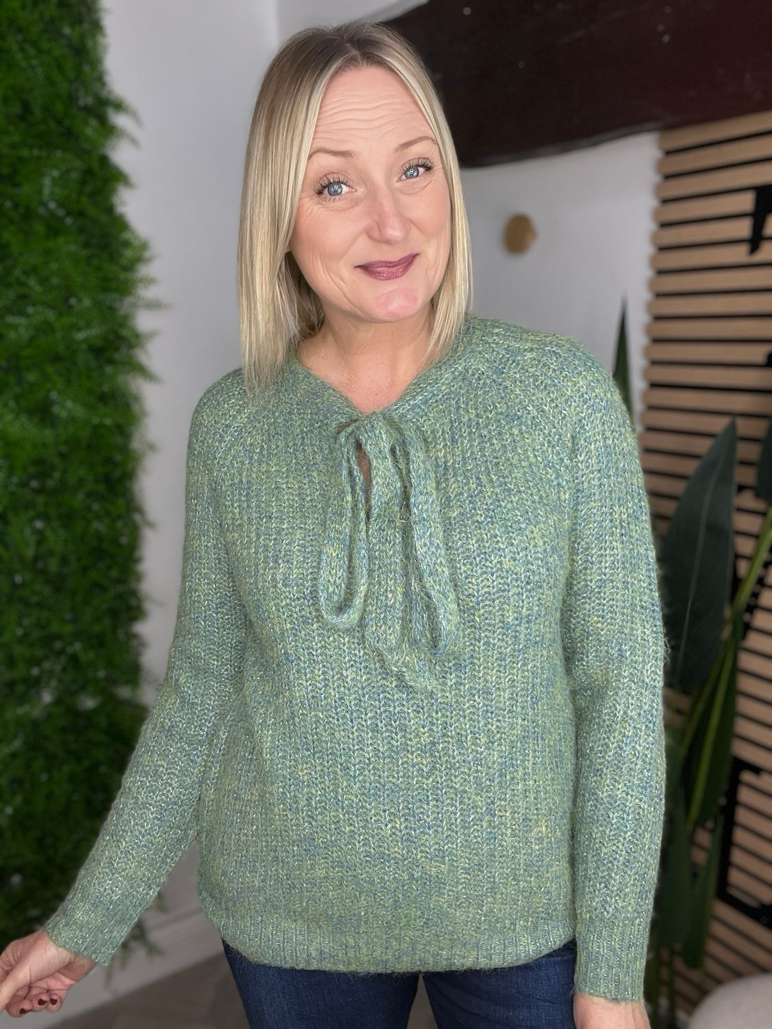 Pussy Bow Knit Jumper - Soft Green Pussy Bow Knit Jumper - Soft Green