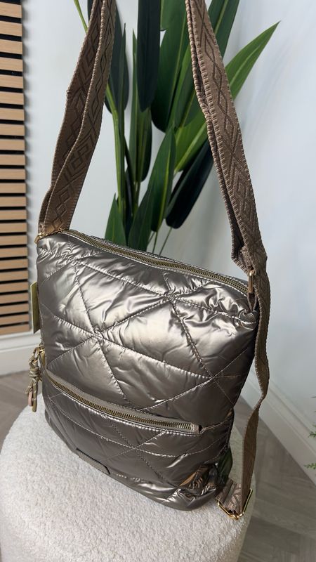 Quilted Puffa Shoulder & Rucksack - Matt Gold Metallic