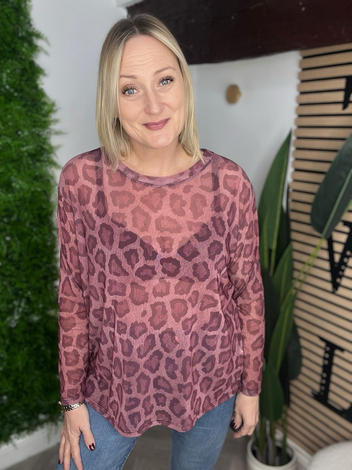 Sheer Mesh Base Layer - Animal Pink