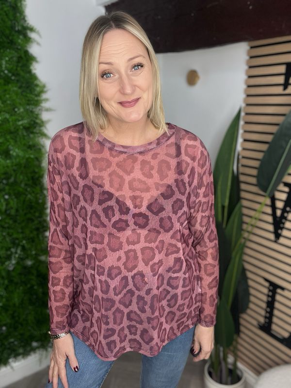 Sheer Mesh Base Layer - Animal Pink