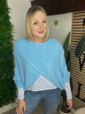 Crossover Batwing Jumper - Blue