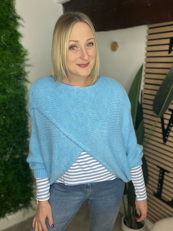 Crossover Batwing Jumper - Blue