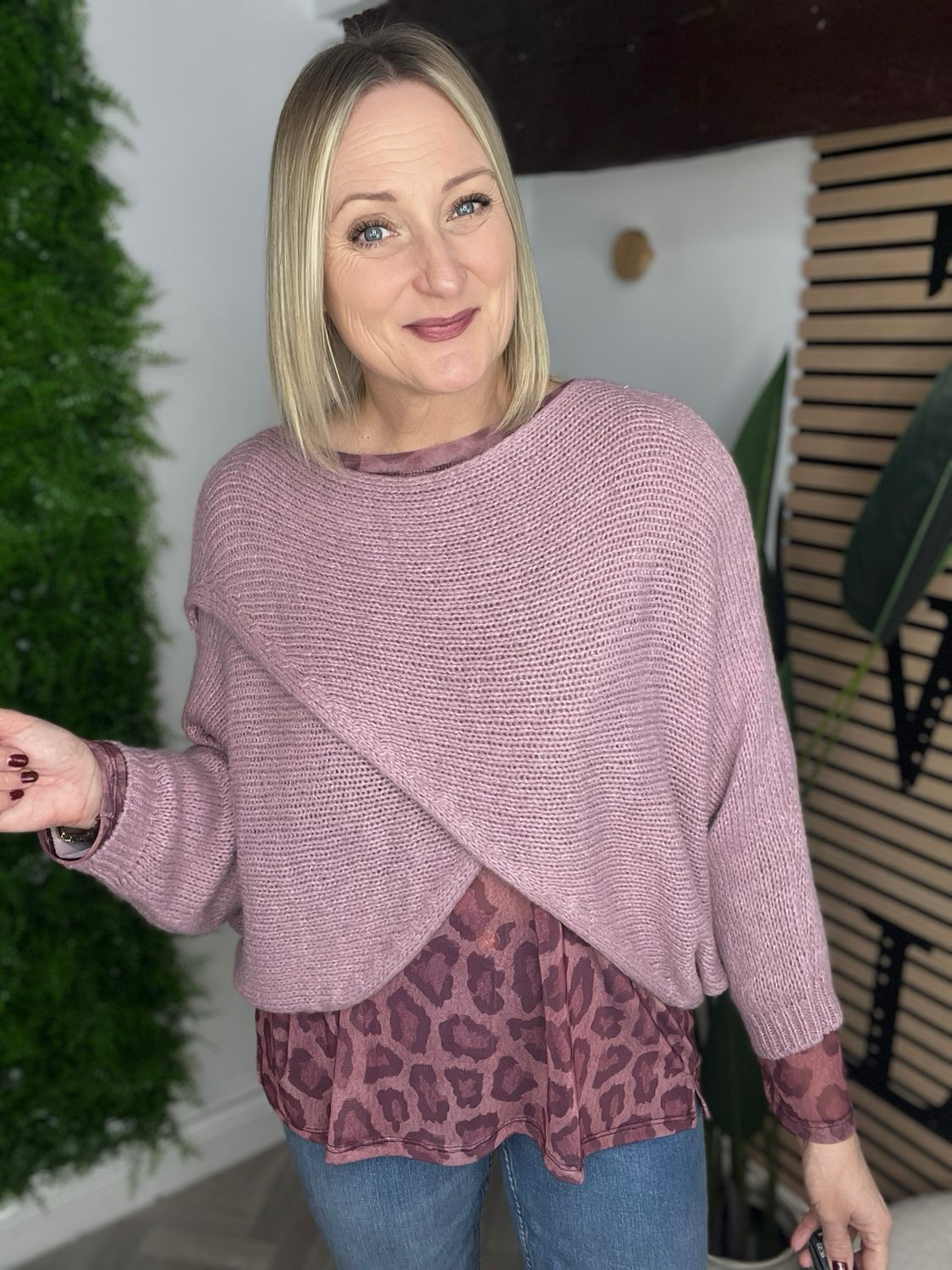 Crossover Batwing Jumper - Mauve