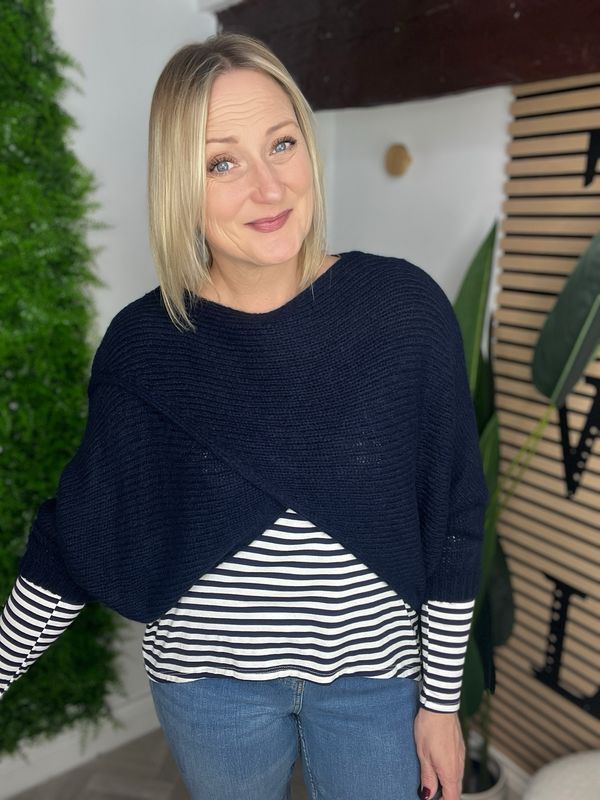 Crossover Batwing Jumper - Navy