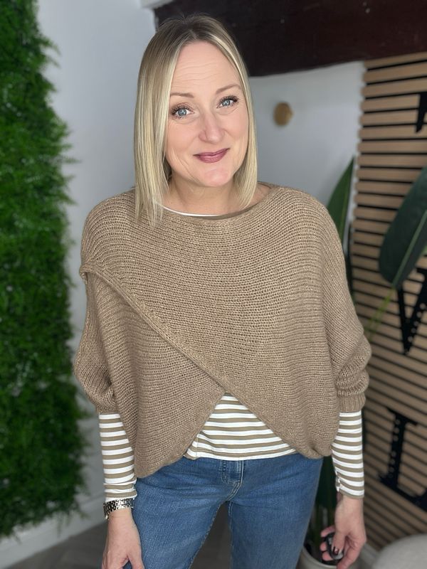 Crossover Batwing Jumper - Taupe