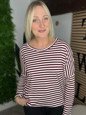 Soft Jersey Slim Stripe - Wine