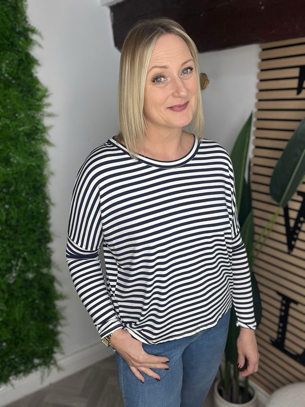 Soft Jersey Slim Stripe - Navy