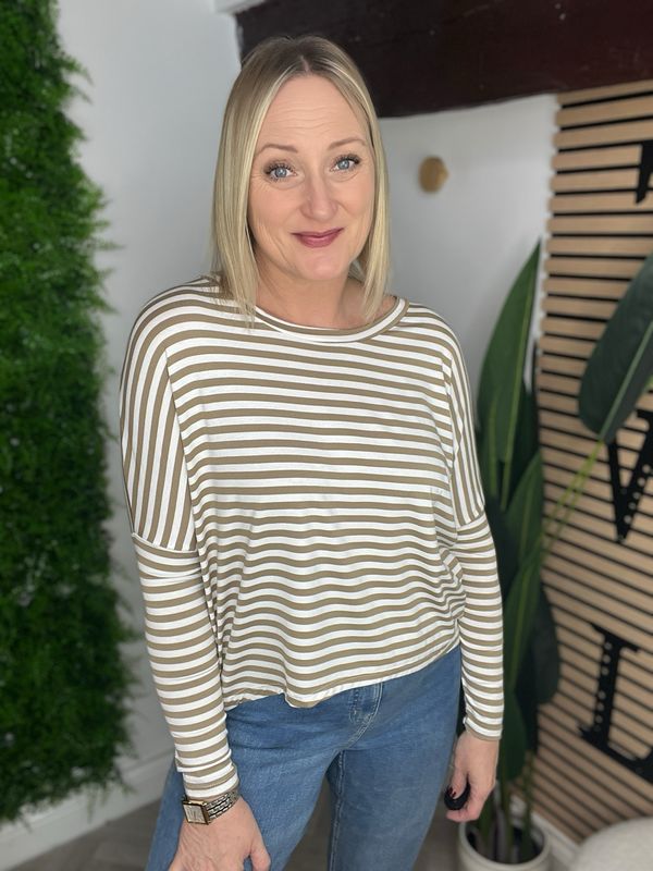 Soft Jersey Slim Stripe - Taupe