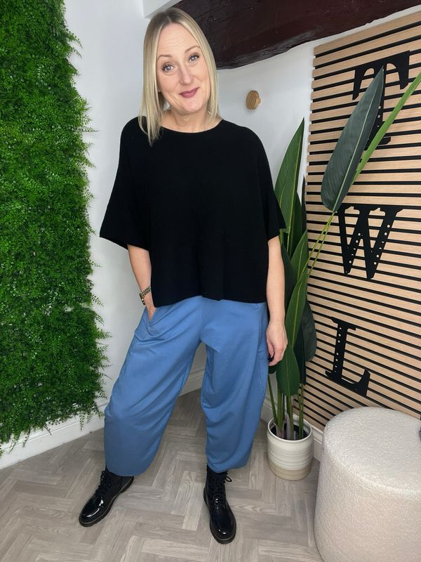 Barrel Jersey Trousers - Denim Blue