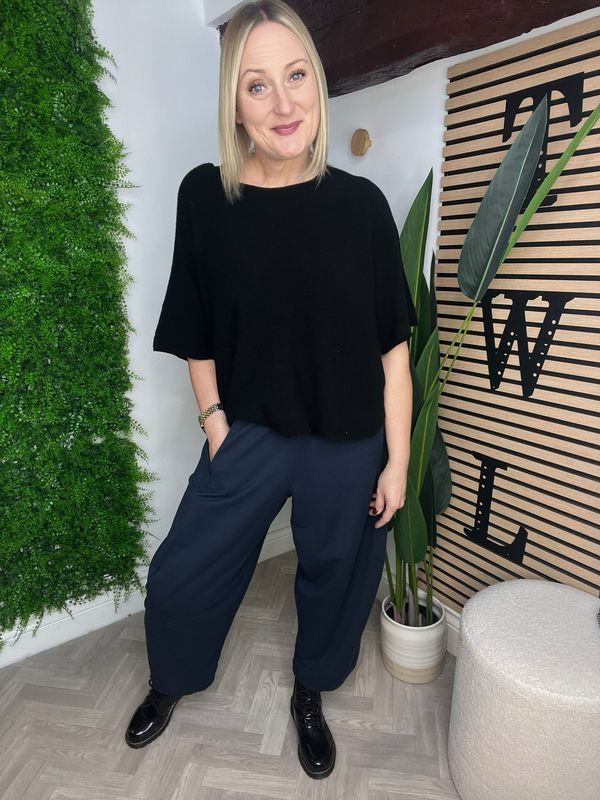 Barrel Jersey Trousers - Navy