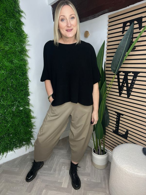 Barrel Jersey Trousers - Taupe