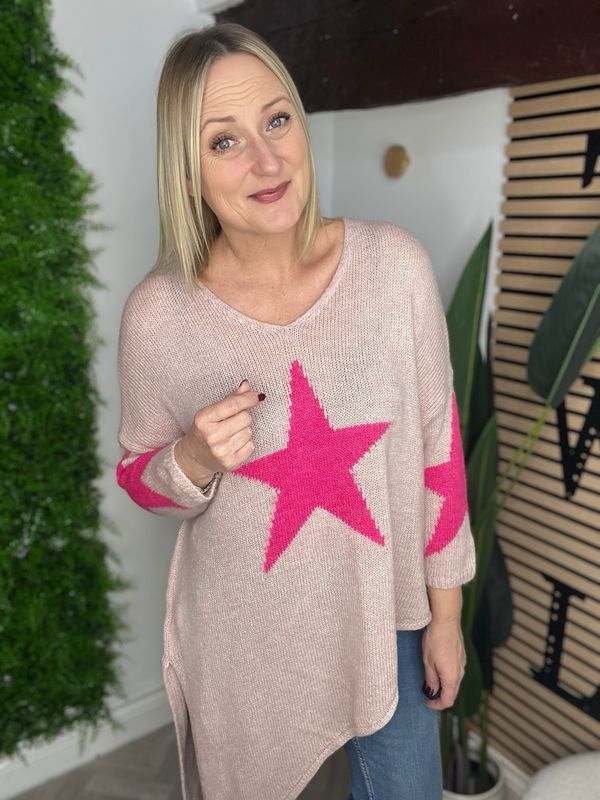 Asymmetrical Hemline Jumper - Soft Rose