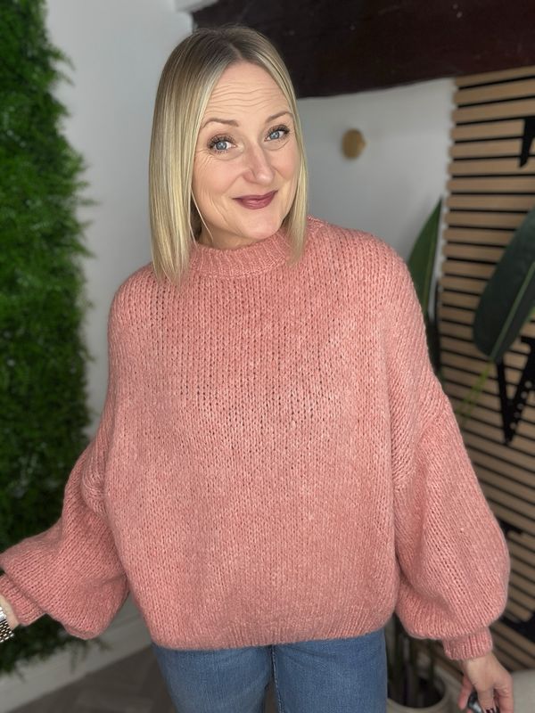 Slouch Knit Soft Jumper - Shell Pink