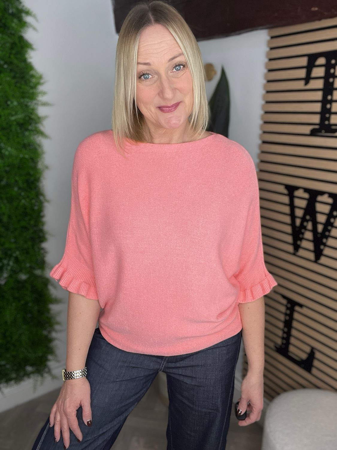 Scalloped Edged Jumper - Soft Coral