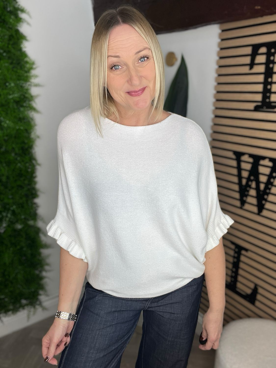 Scalloped Edged Jumper - Spring White