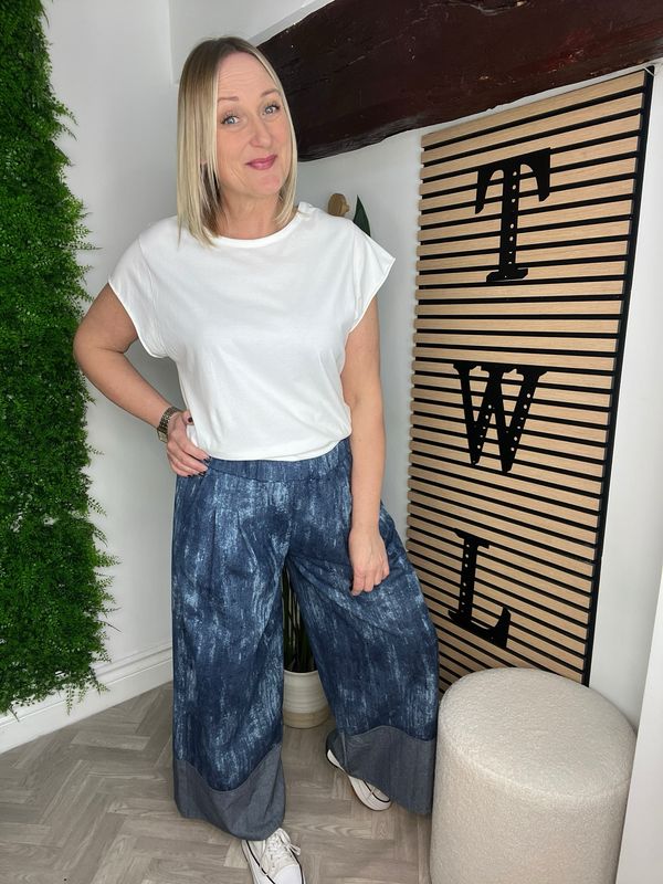 Wide Leg Two Tone Jean - Marl Denim