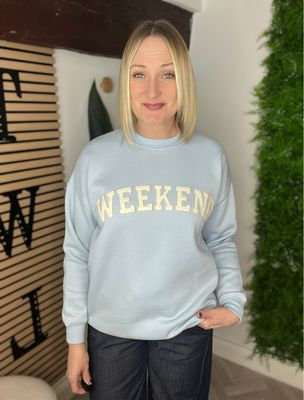 Weekend Sweatshirt - Blue & Cream Weekend Sweatshirt - Blue & Cream