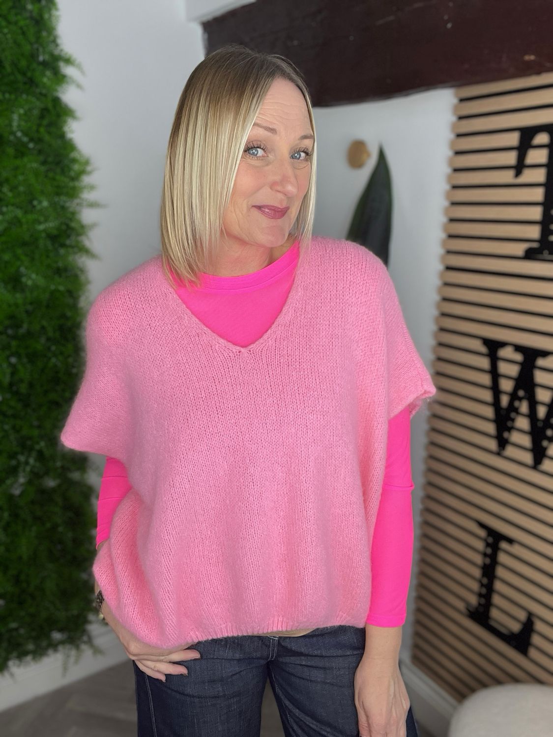 Soft Knit Tank Top - Pink