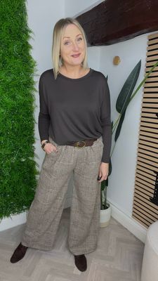 Tartan Belted Wide Leg Trousers SALE NONE RETURNABLE