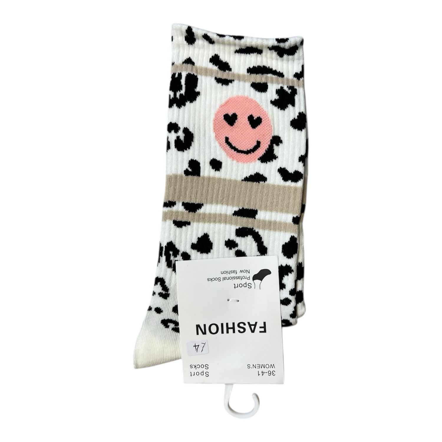Animal Smiley Ankle Sock - Stone Stripe