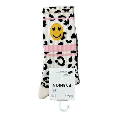 Animal Smiley Ankle Sock - Pink Stripe