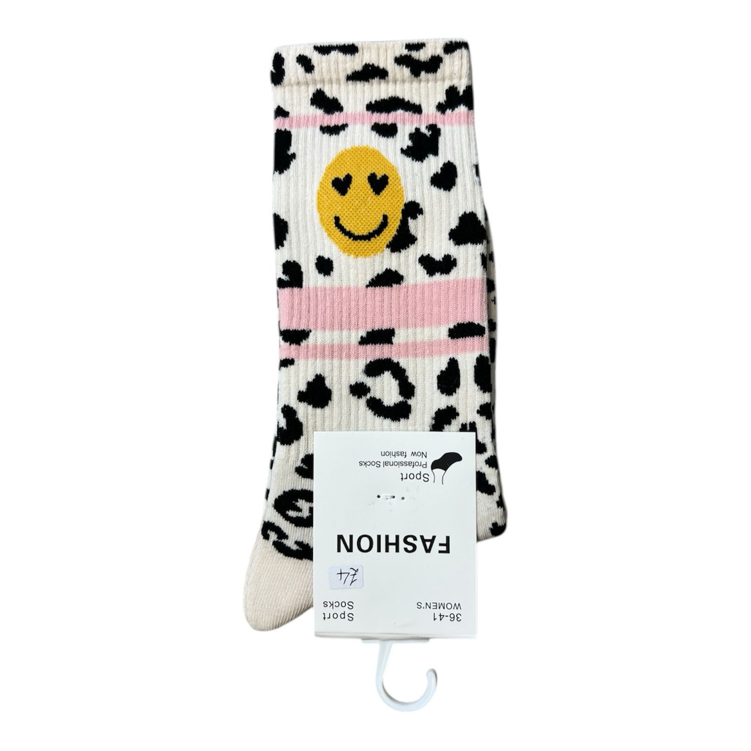 Animal Smiley Ankle Sock - Pink Stripe