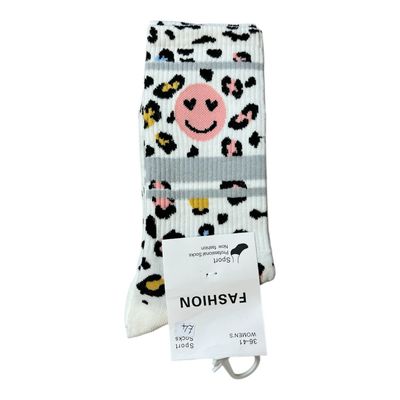Animal Smiley Ankle Sock - Grey Stripe