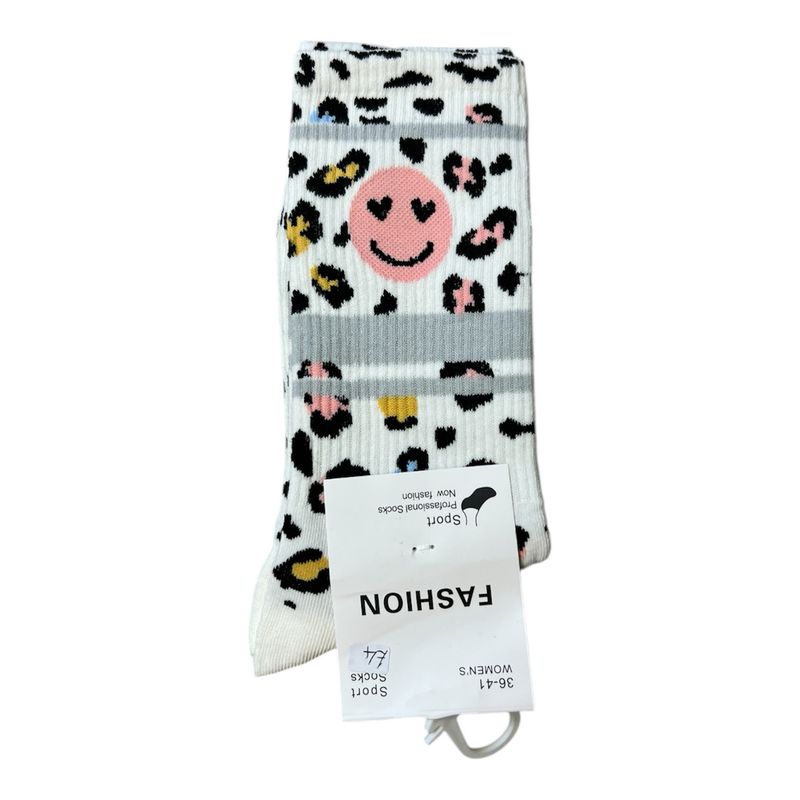 Animal Smiley Ankle Sock - Grey Stripe