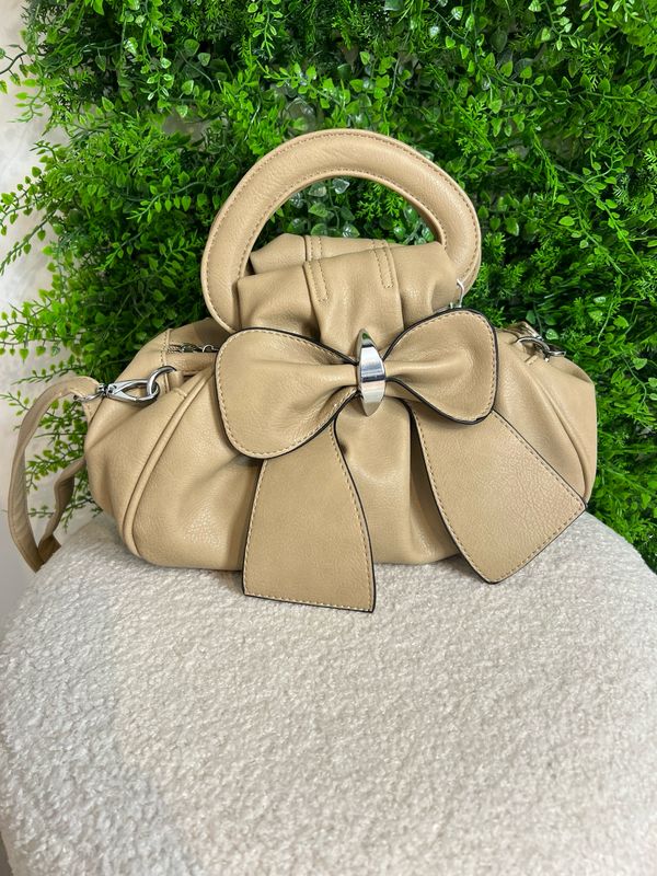 Bow Detail Handbag - Stone
