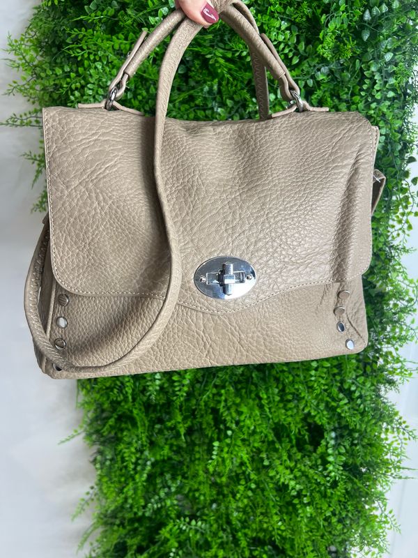 Twist Lock & Stud Handbag - Stone ( Large )