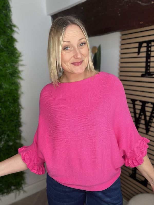 Scalloped Edged Jumper - Hot Pink