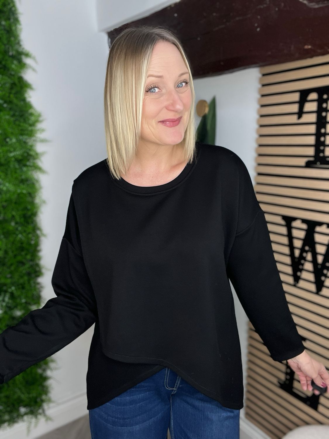 Cross Front Scuba Top - Black