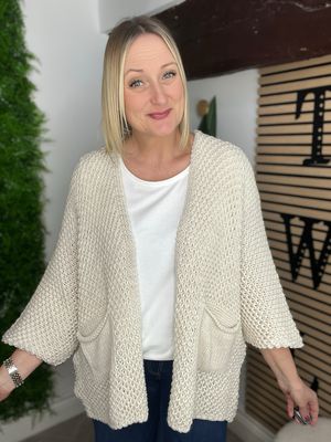 Edge To Edge Throw On Cardigan- Ecru