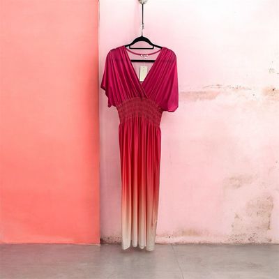 Ombré Maxi Dress - Pink ( SALE NONE RETURNABLE )