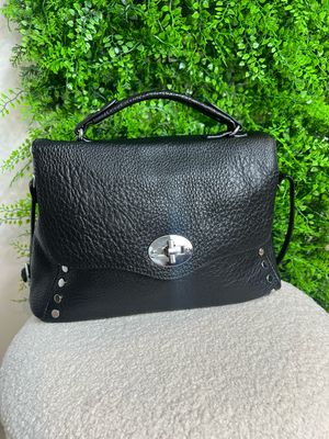 Twist Lock & Stud Handbag - Black ( Large )