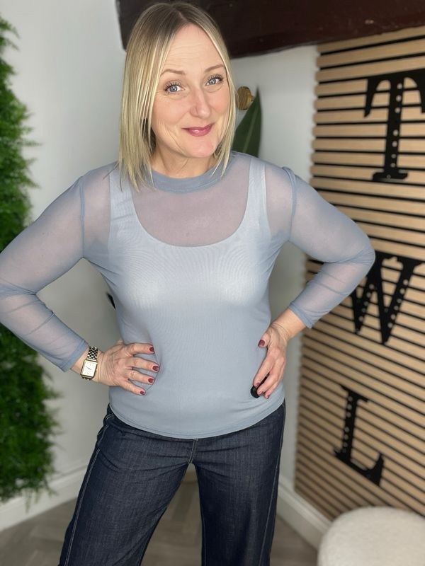 Mesh Top - Dusty Blue