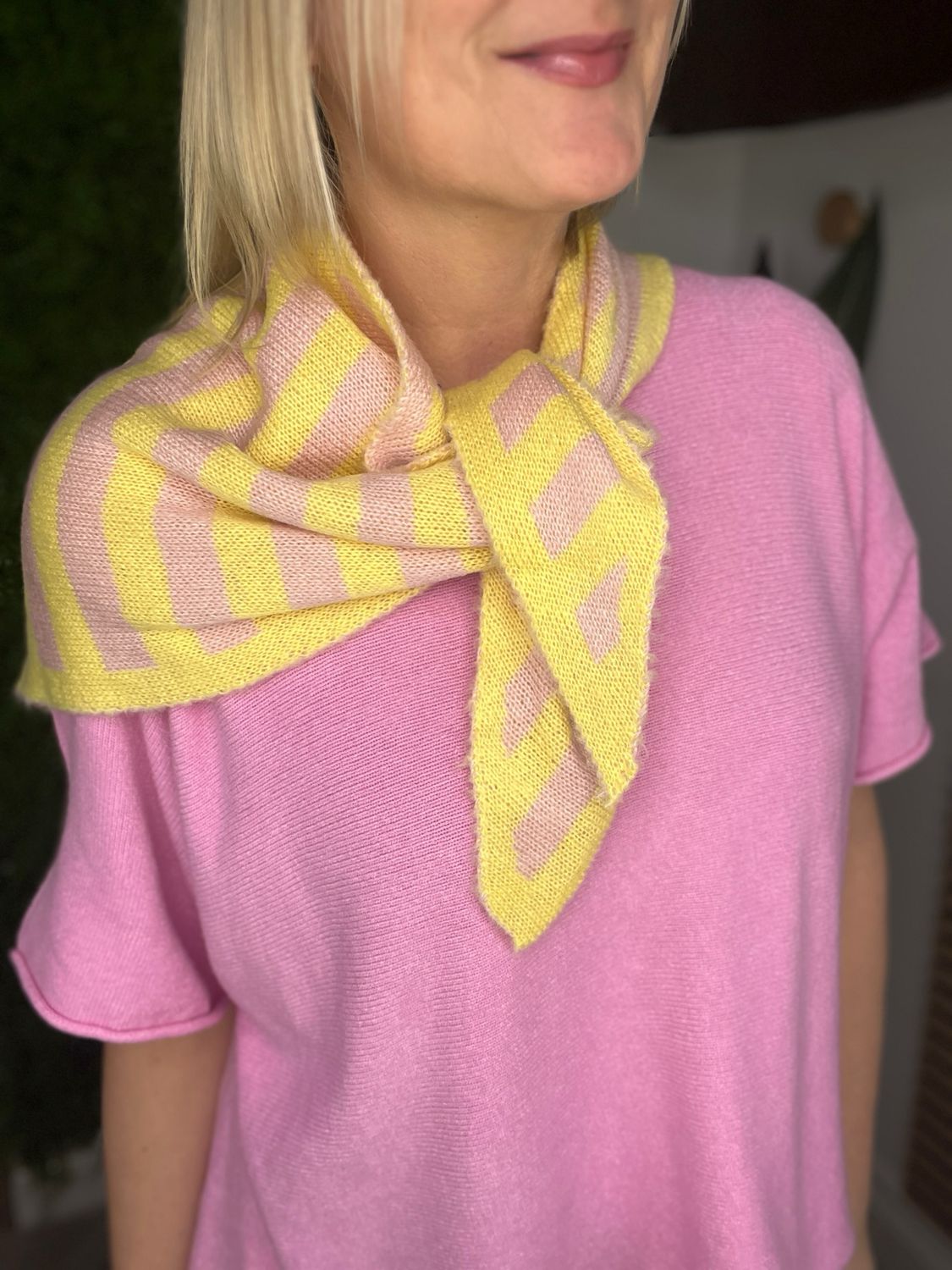 Shawl Scarf Double Sided - Pink & Lemon