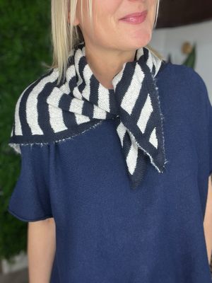 Shawl Scarf Double Sided - Navy & Cream