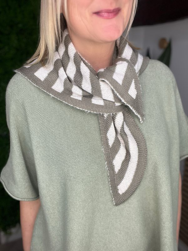 Shawl Scarf Double Sided - Khaki & Cream