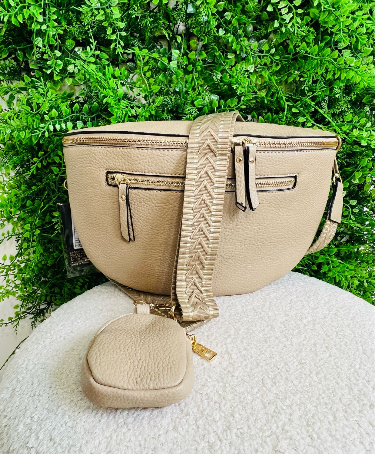 Crossbody Curved Bag - Stone