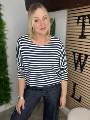 Cotton Stripe Top - Navy