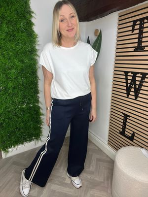 Scuba Tuxedo Stripe Trouser - Navy