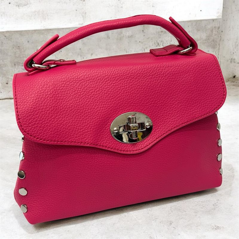 Twist Lock & Stud Handbag - Pink ( Medium )