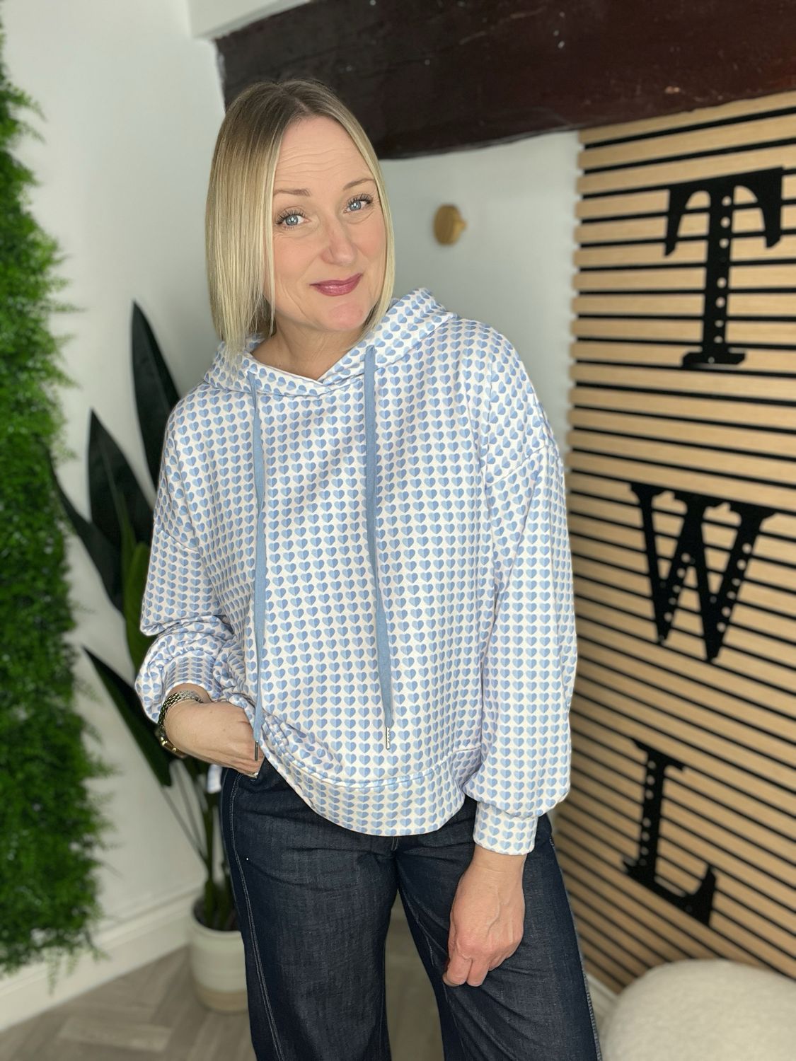 The Heart Hoodie - Blue & White