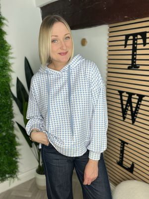 The Heart Hoodie - Blue & White