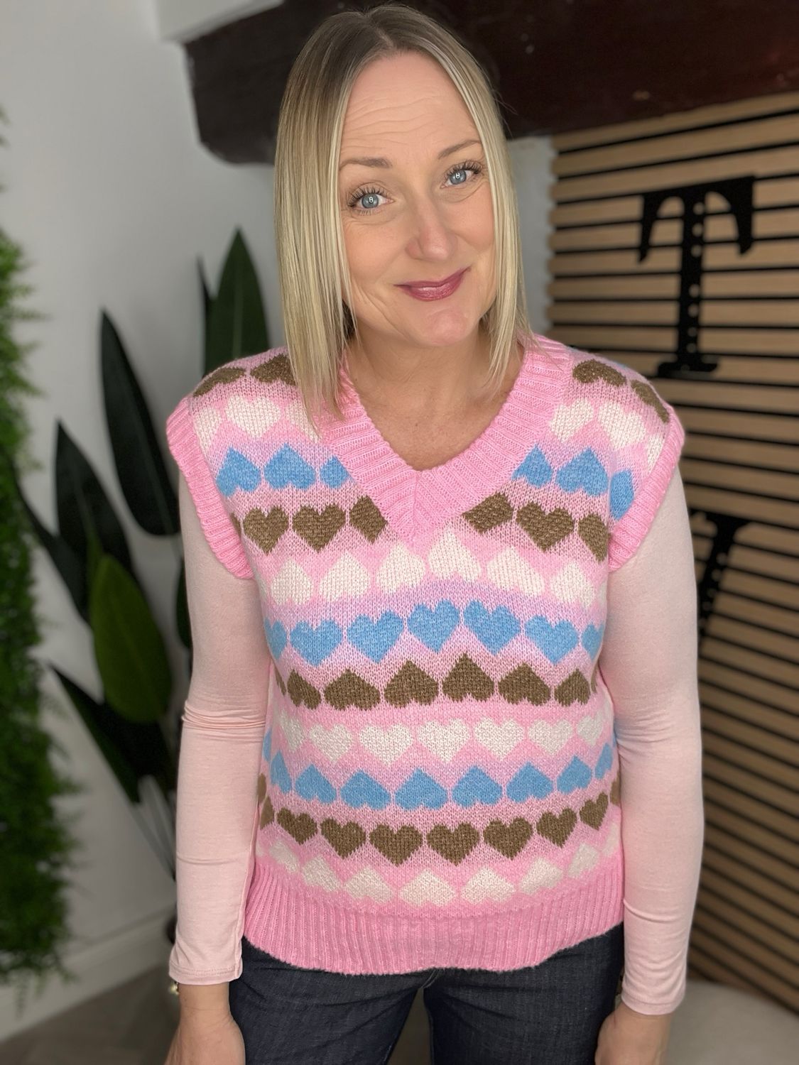 Heart Short Sleeve Jumper-Tank Top - Pink Mix