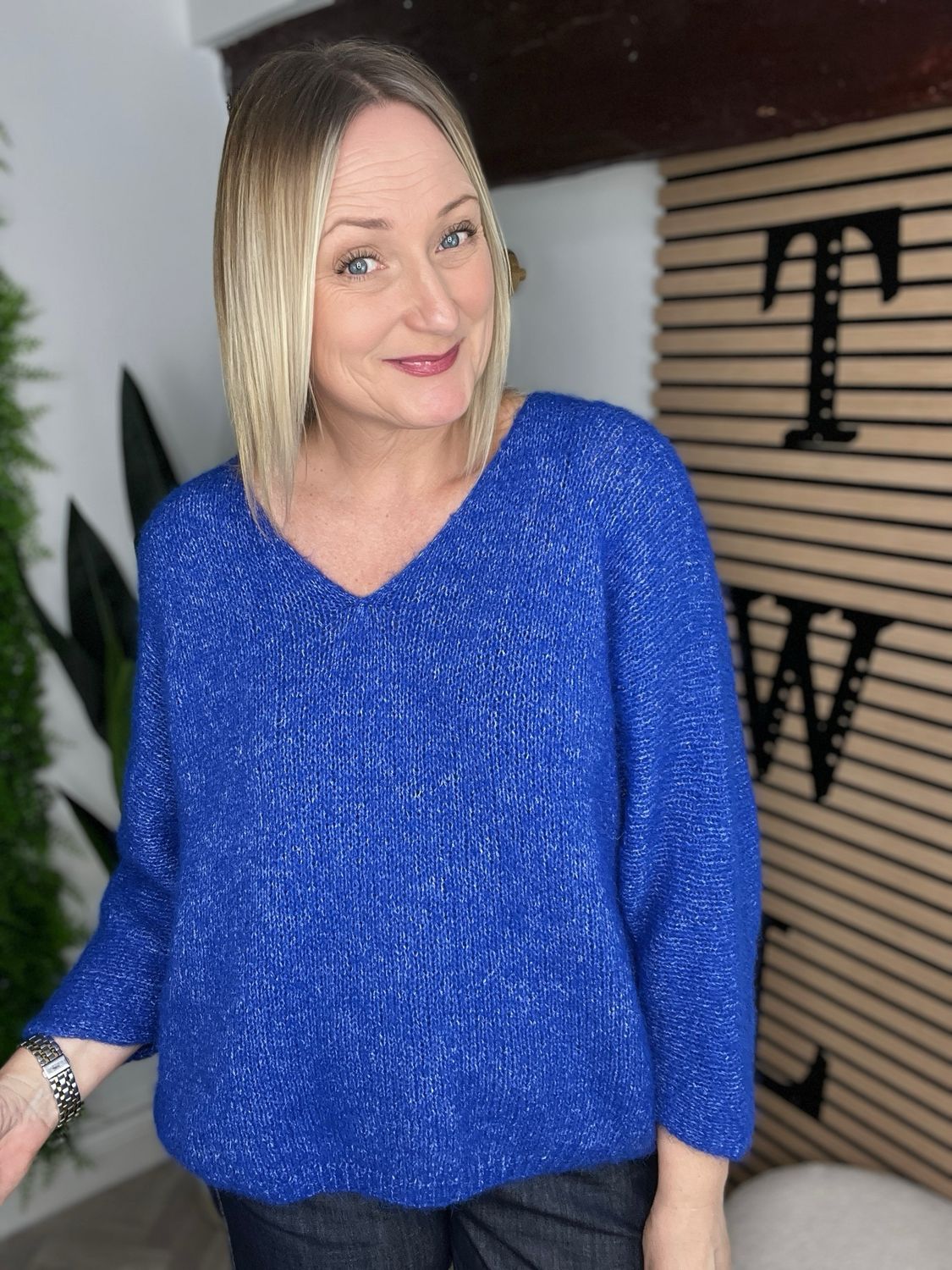 Bright Eyelash Spring Knit - Cobalt